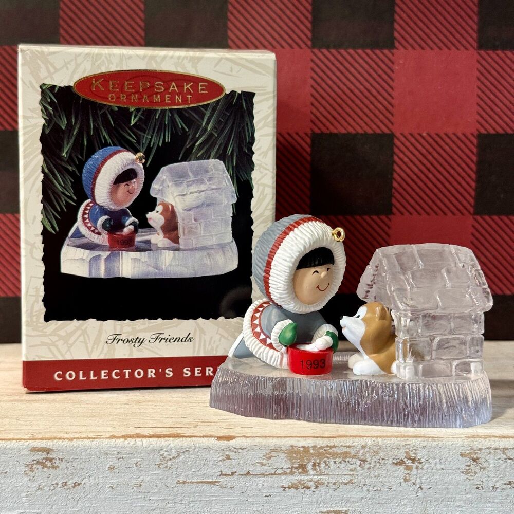 1993 Hallmark Frosty Friends #14 Christmas Keepsake Ornament | Eskimo & Puppy